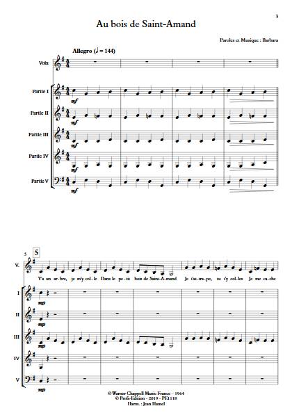 Au bois de saint-Amand - Ensemble Variable - BARBARA - Partition