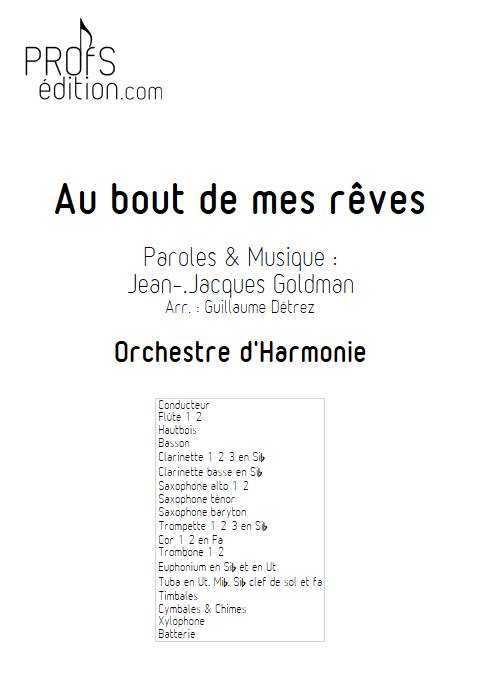 Au bout de mes reves - Orchestre d'harmonie - GOLDMAN J.J. - page de garde