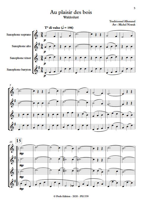 Au plaisir des bois - Quatuor de Saxophones - TRADITIONNEL ALLEMAND - Partition