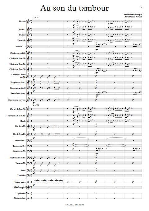 Au son du tambour - Orchestre d'harmonie - TRADITIONNEL TCHEQUE - Partition