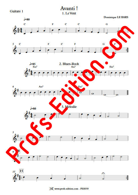 Avanti ! - Duos & Trios Guitare - LE BARS D. - Partition