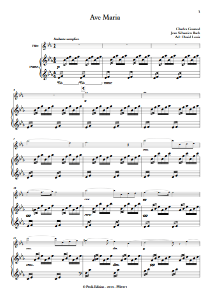 Ave Maria - Flûte et Piano - BACH & GOUNOD - Partition