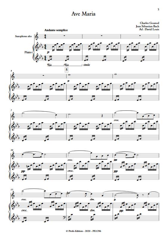 Ave Maria - Saxophone Piano - GOUNOD C. BACH J. S. - Partition
