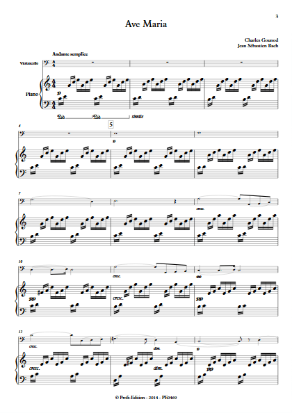 Ave Maria - Violoncelle et Piano - BACH & GOUNOD - app.scorescoreTitle