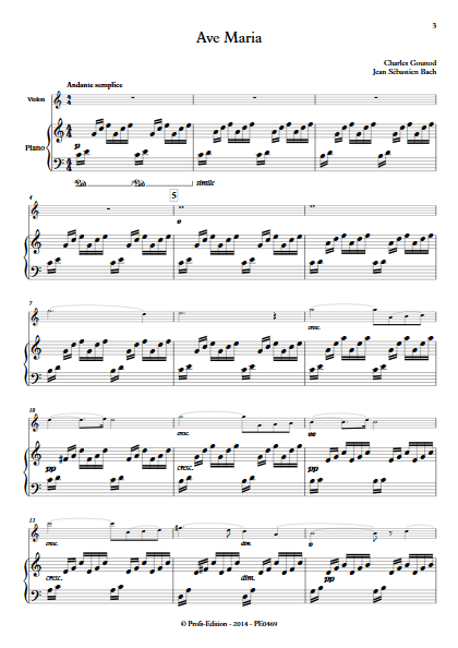 Ave Maria - Violon et Piano - BACH & GOUNOD - Partition