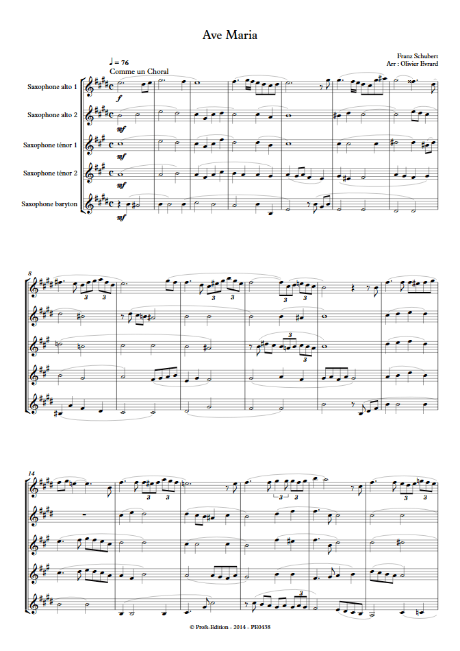 Ave Maria - Quintette de Saxophones - SCHUBERT F. - app.scorescoreTitle