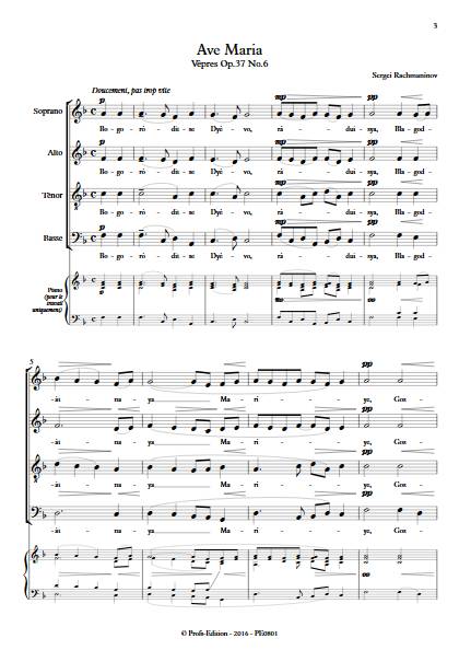Ave Maria (Vêpres) - Chœur mixte - RACHMANINOV - Partition
