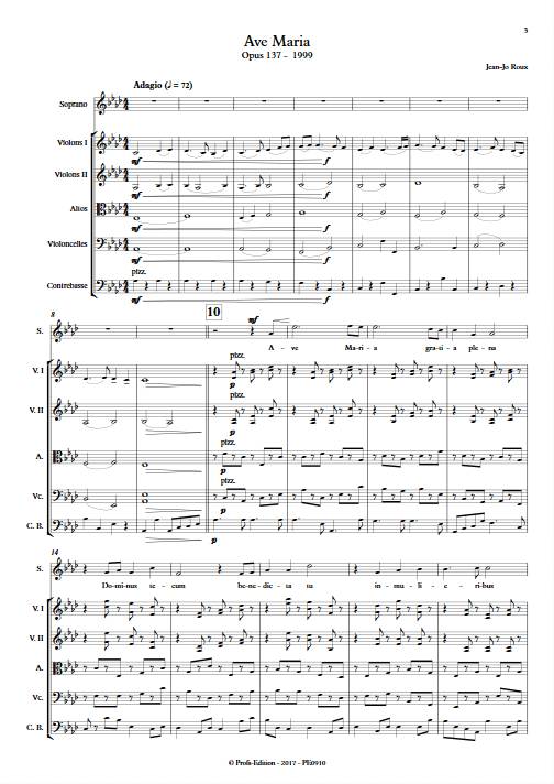 Ave Maria - Soprano & Quintette à Cordes - ROUX J.J. - Partition
