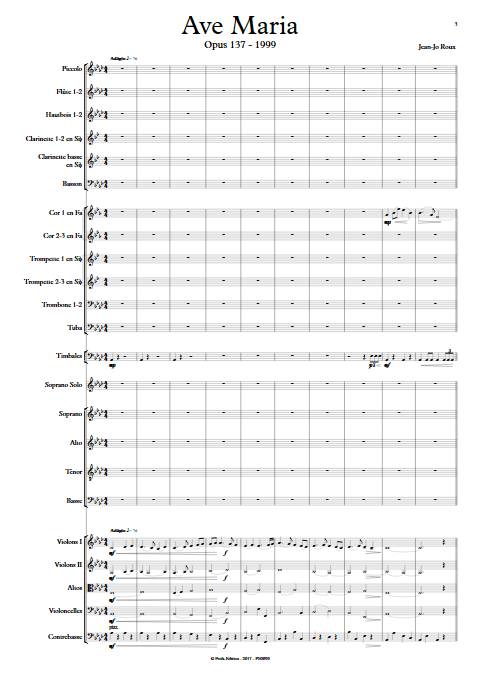 Ave Maria - Soprano & Orchestre Symphonique - ROUX J.J. - Partition