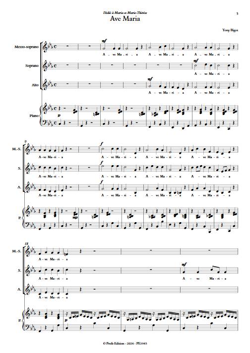 Ave Maria - Chœur de femme et piano - BIGOT T. - Partition