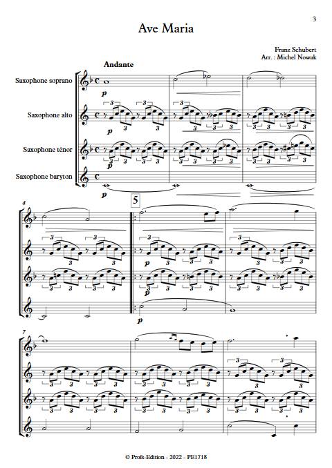 Ave Maria - Quatuor de Saxophones - SCHUBERT F. - Partition