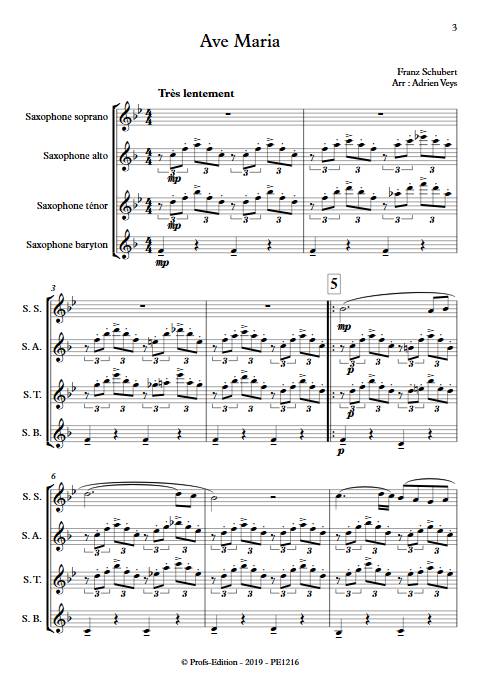 Ave Maria - Quatuor de Saxophones - SCHUBERT F. - Partition