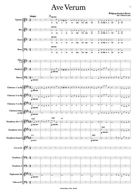 Ave Verum - Chœur et Harmonie - MOZART W. A. - Partition