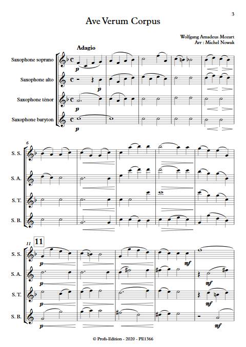 Ave Verum Corpus - Quatuor de Saxophones - MOZART W. A. - Partition