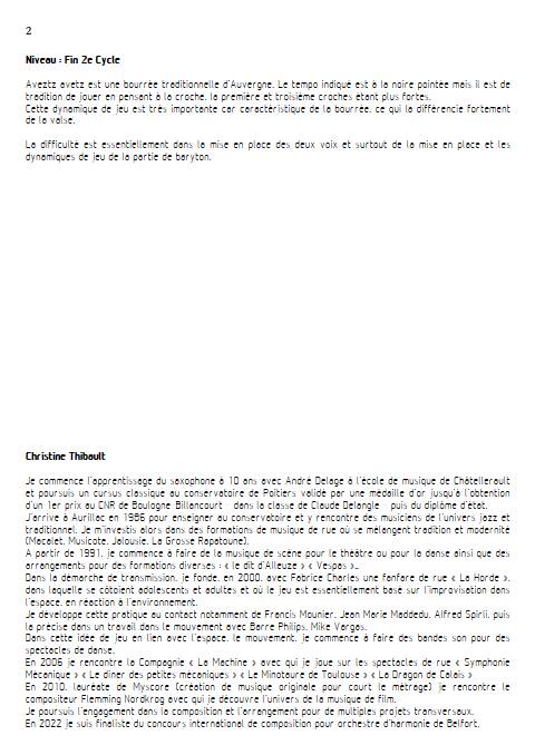 Avetz Avetz - Duo de Saxophones -TRADITIONNEL FRANCAIS - Fiche Pédagogique