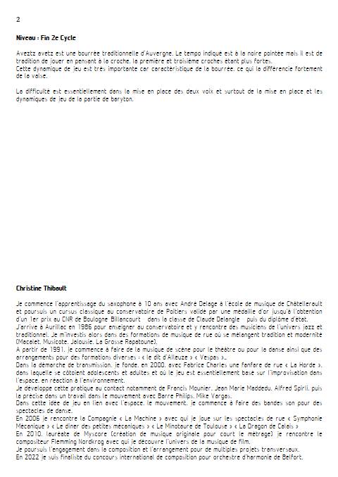 Avetz Avetz - Duo de Saxophones -TRADITIONNEL FRANCAIS - Fiche Pédagogique