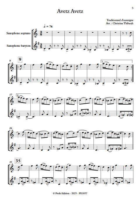 Avetz Avetz - Duo de Saxophones -TRADITIONNEL FRANCAIS - Partition