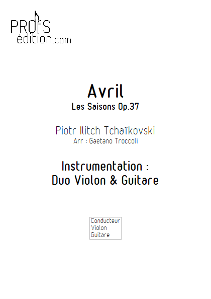 Avril - Les Saisons - Duo Violon et Guitare - TCHAIKOVSKY P. I. - page de garde