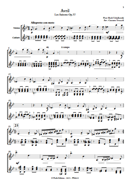 Avril - Les Saisons - Duo Violon et Guitare - TCHAIKOVSKY P. I. - app.scorescoreTitle