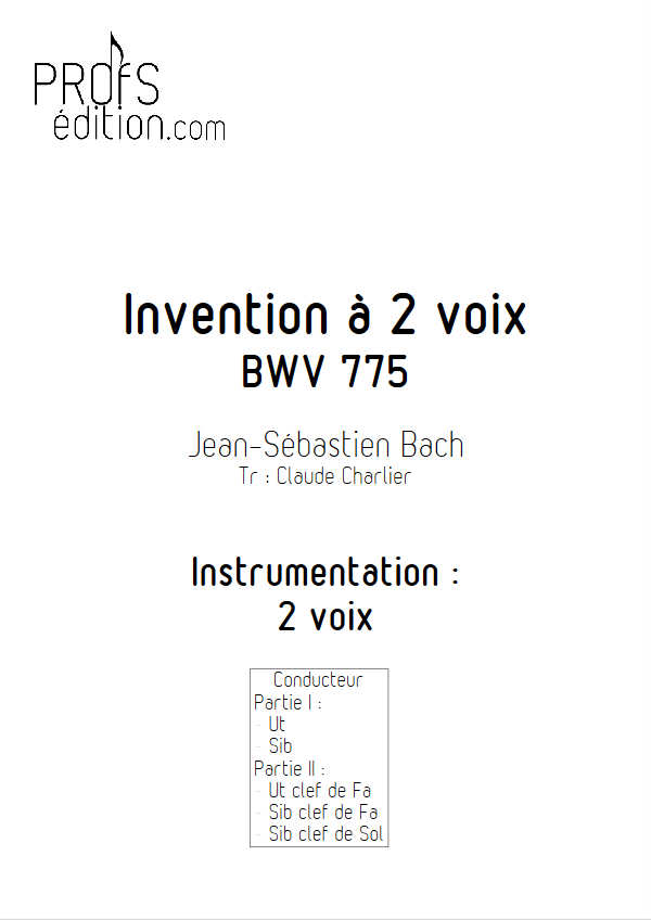 Invention BWV 775 - Duo - BACH J. S. - page de garde