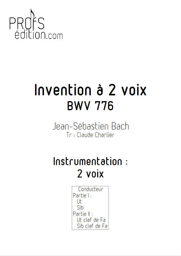 Invention BWV 776 - Duo - BACH J. S. - page de garde