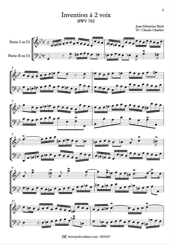 Invention BWV 782 - Duo - BACH J. S. - Partition