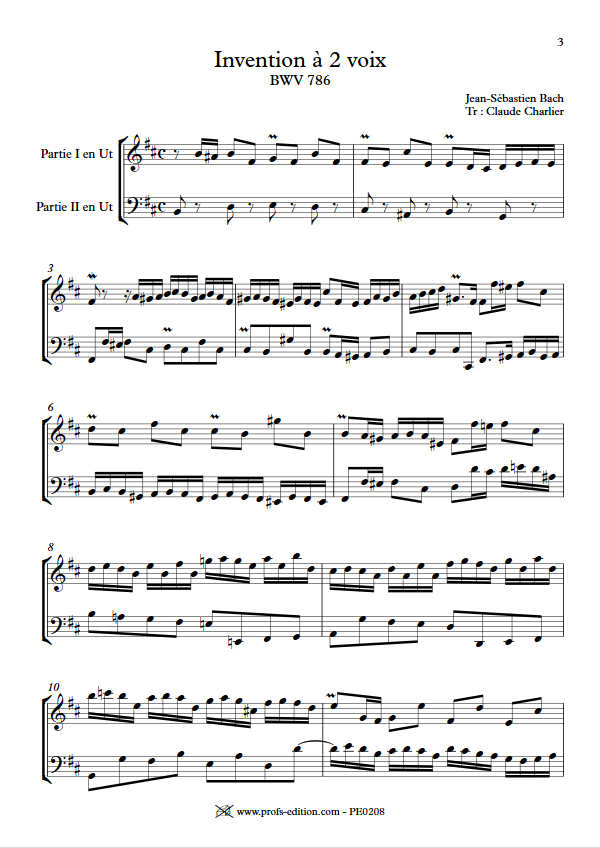Invention BWV 786 - Duo - BACH J. S. - Partition