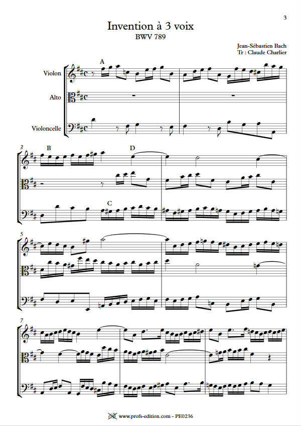 Invention BWV 789 - Trio - BACH J. S. - Partition