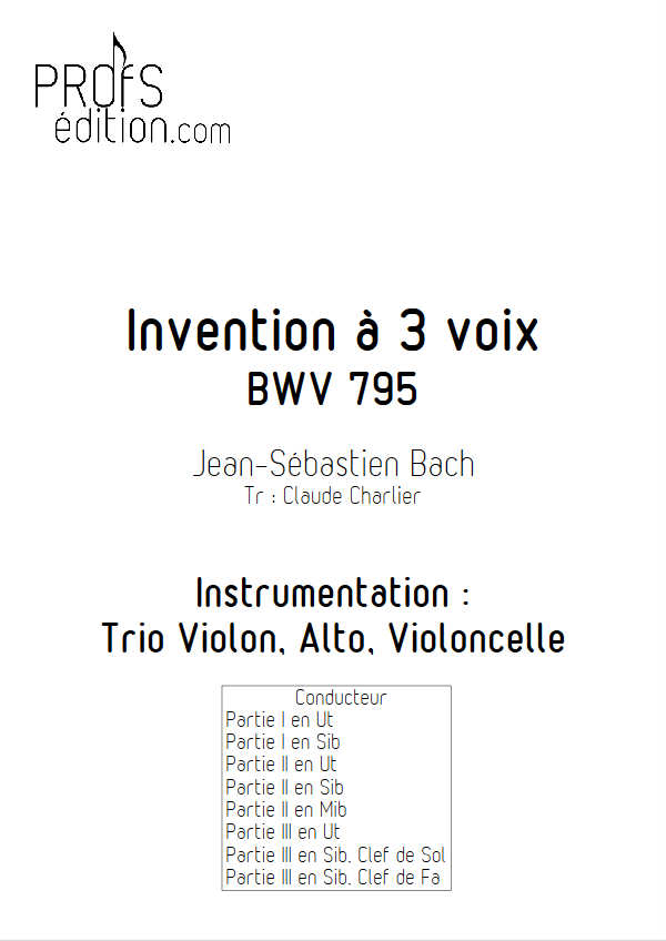 Invention BWV 795 - Trio - BACH J. S. - page de garde