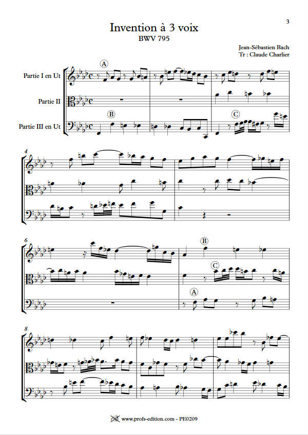 Invention BWV 795 - Trio - BACH J. S. - Partition