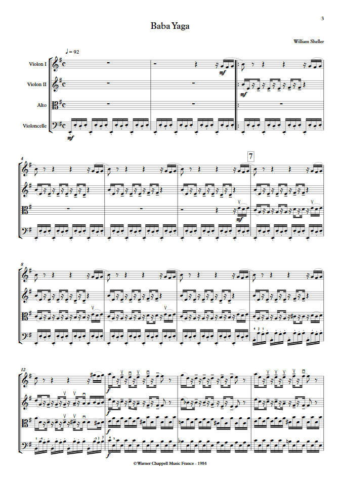 Baba Yaga - Quatuor à Cordes - SHELLER W. - app.scorescoreTitle