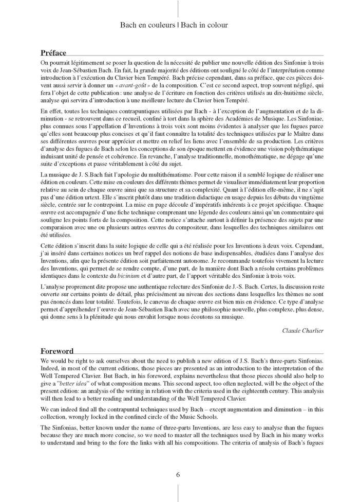 Bach en Couleurs (Inventions à 3 voix) Sinfoniae BWV 787 à 801 - Analyse Musicale - CHARLIER C. - Fiche Pédagogique