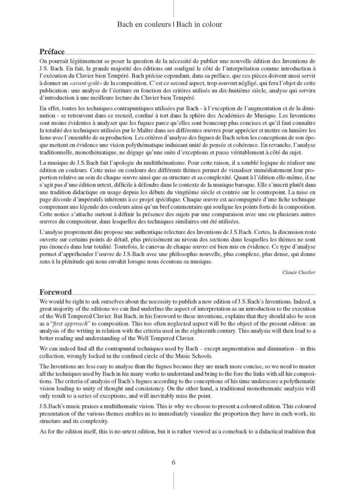 Bach en Couleurs (Inventions à 2 voix) BWV 772 à 786 - Analyse Musicale - CHARLIER C. - Fiche Pédagogique
