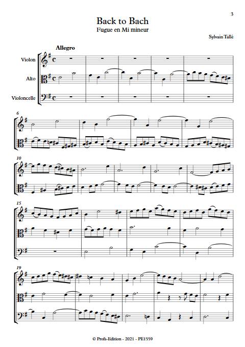 Back to Bach - Trio à cordes - TALLE S. - Partition