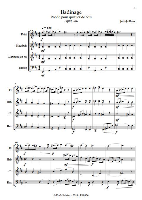 Badinage - Quatuor Bois - ROUX J.J. - Partition