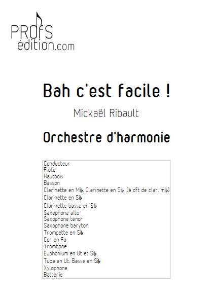 Bah c'est facile - Orchestre d'harmonie - RIBAULT M. - page de garde