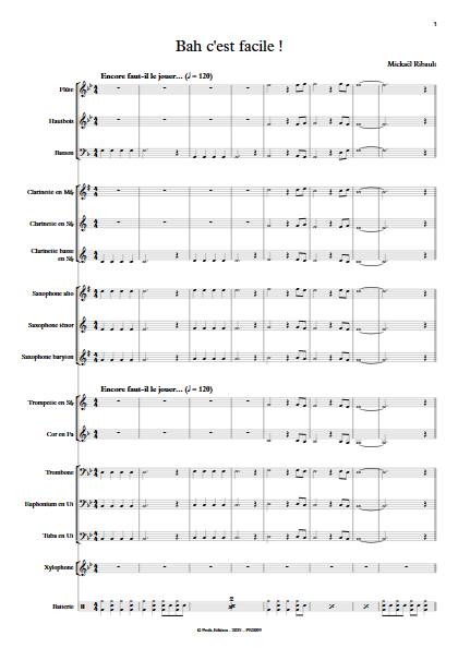 Bah c'est facile - Orchestre d'harmonie - RIBAULT M. - Partition
