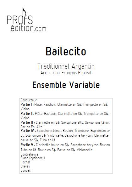 Bailecito - Ensemble Variable - TRADITIONNEL ARGENTIN - page de garde