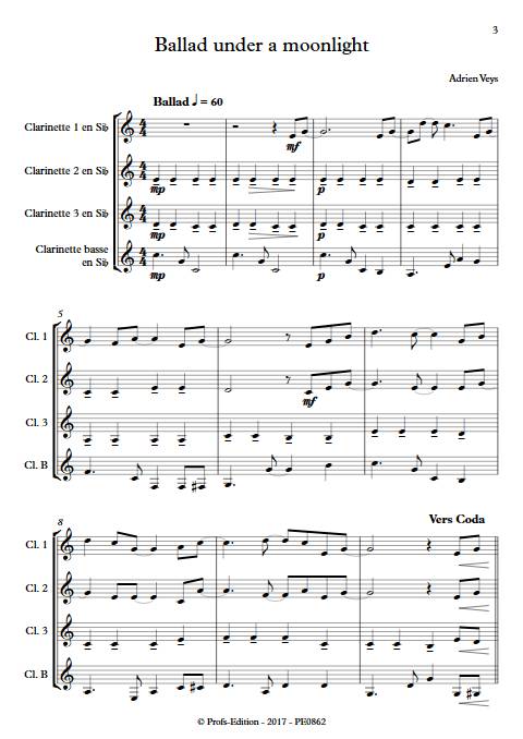 Ballad under a moonlight - Quatuor de Clarinettes - VEYS A. - app.scorescoreTitle
