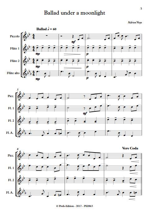 Ballad under a moonlight - Ensemble de Flûtes - VEYS A. - Partition