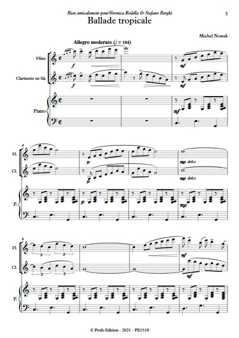 Ballade tropicale - Trio Flûte Clarinette Piano - NOWAK M. - Partition