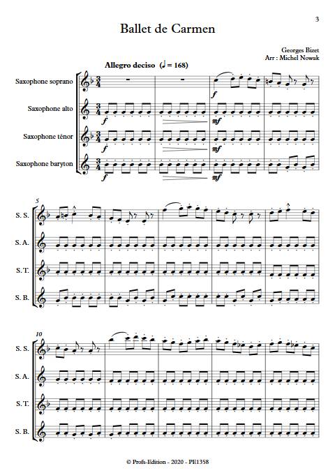 Ballet de Carmen - Quatuor de Saxophones - BIZET G. - Partition