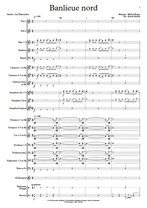 Banlieu Nord - Orchestre d'Harmonie - BERGER M. - Partition