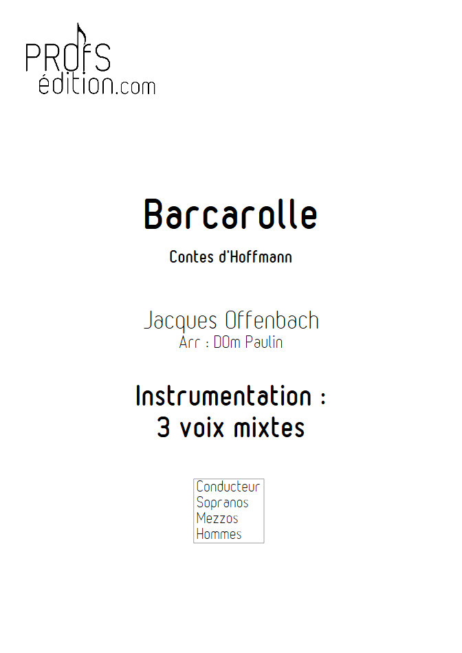 Barcarolle - Chœur 3 voix mixtes - OFFENBACH J. - page de garde