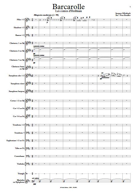 Barcarolle - Orchestre d'Harmonie - OFFENBACH J. - Partition
