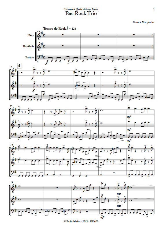 Bas Rock Trio - Trio - MASQUELIER F. - Partition