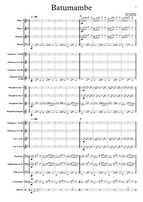 Batumambe - Orchestre d'harmonie - TRADITIONNEL MALIEN - Partition