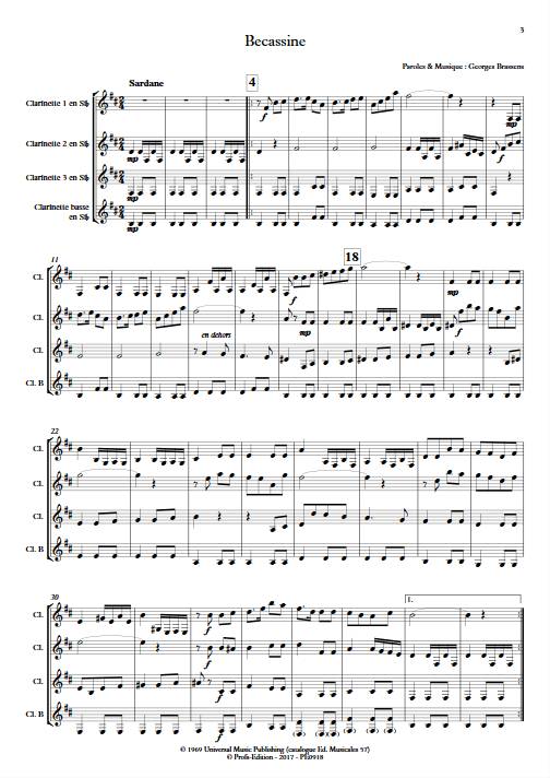 Becassine - Quatuor de Clarinettes - BRASSENS G. - app.scorescoreTitle
