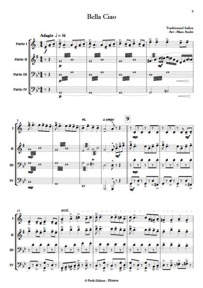 Bella Ciao - Ensemble Variable - TRADITIONNEL ITALIEN - app.scorescoreTitle