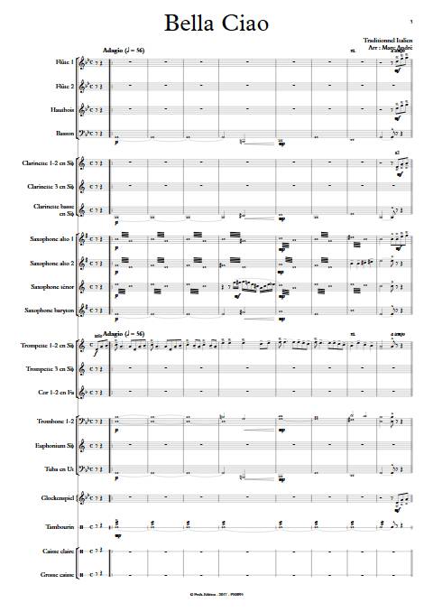 Bella Ciao - Orchestre d'Harmonie - TRADITIONNEL ITALIEN - Partition